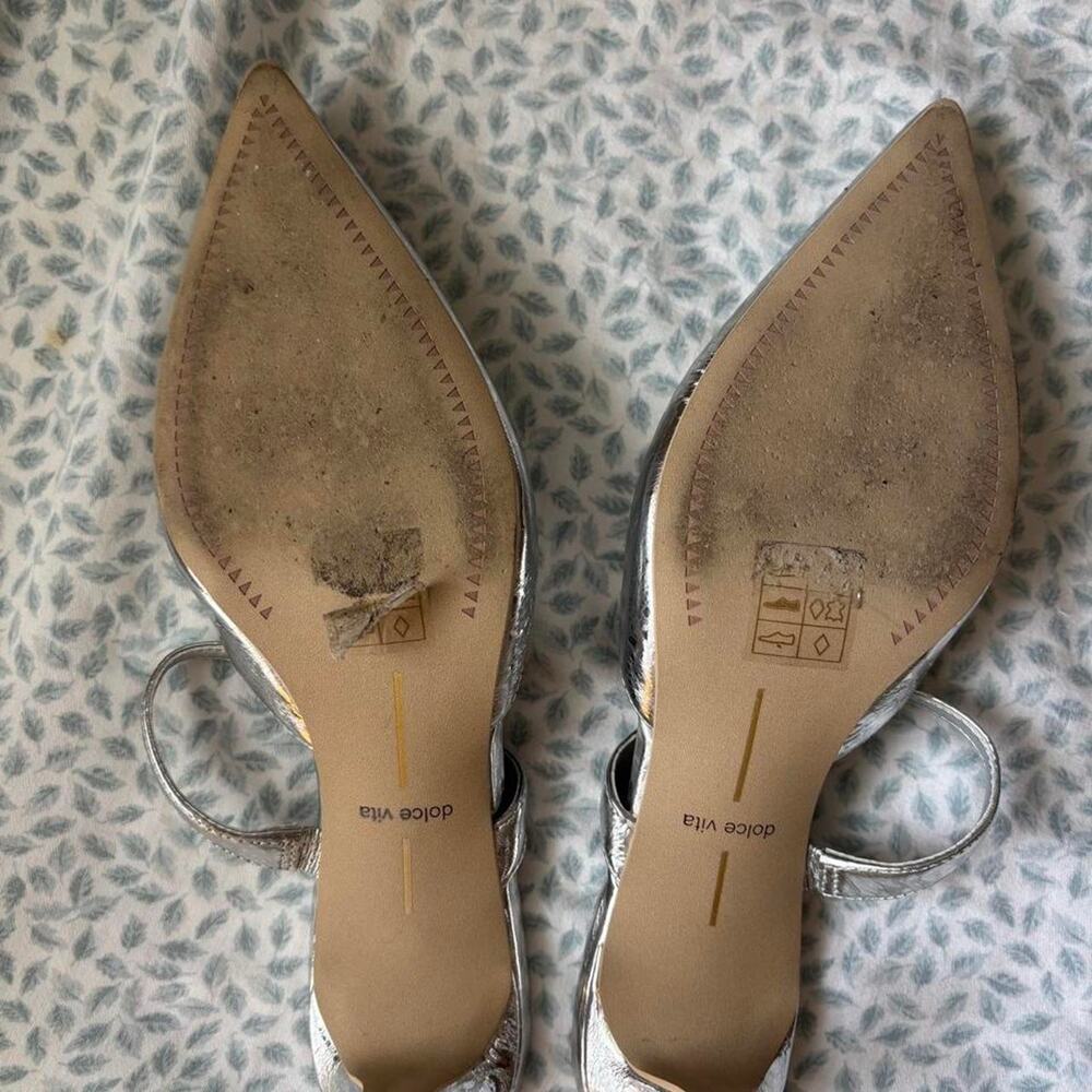 Dolce vita silver metallic pointed kitten heels - Picture 5 of 5